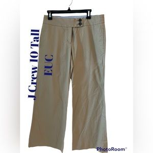 J Crew Favorite Fit Wide Leg Khakis Tan Pants 100% Cotton Women’s 10 Tall EUC